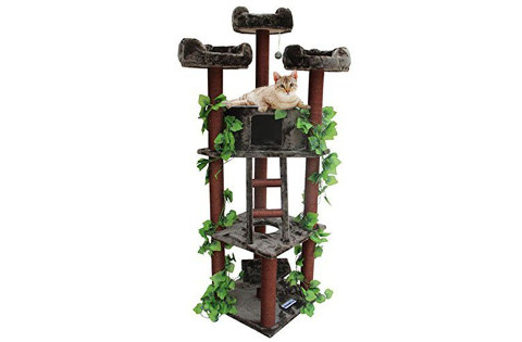 CozyCatFurniture Cat Tower with Green Leaves