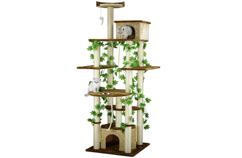 Go Pet Club Cat Tree with Green Leaves to look like a real tree